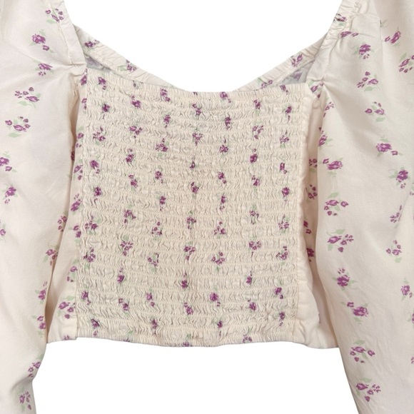 Floral Cream Top with Lavender Accents - Picture 8 of 9